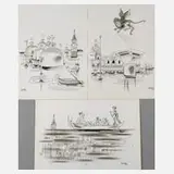 Shmuel Katz, Karikaturen zu Venedig, 1972, Tuschefeder