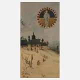 Carl Oskar Arends, Winterlicher Kirchgang, Aquarell und Deckweiß
