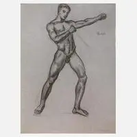Walther Gasch, Nackter Jüngling, 1912, Kohle auf grauem Papier