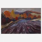 Werner Haselhuhn, "Felder im Herbst", Gouache auf Papier