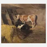 Ernst Hecker, Kühe im Stall, 1940