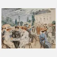 Emil Limmer, "Casino Café in Monte Carlo", Aquarell und Deckweiß (teils oxidiert)