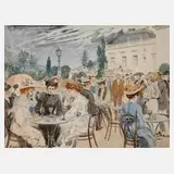 Emil Limmer, "Casino Café in Monte Carlo", Aquarell und Deckweiß (teils oxidiert)