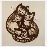 Prof. Paul Michaelis, Katzen, Siebdruck in Braun