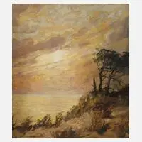 Hans Münnich, Abend am Ostseestrand, Öl auf Karton