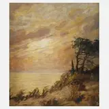 Hans Münnich, Abend am Ostseestrand, Öl auf Karton