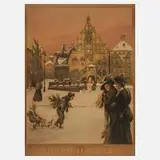 Rudolf Poeschmann, Altmarkt von Plauen im Winter, 1910, Farblithographie