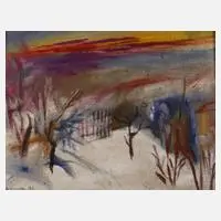 Prof. Heinz Werner, "Winterabend", Öl auf Hartfaserplatte