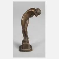 Georges Dupré, Miniatur stehender Mädchenakt, Bronze