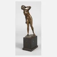 Hugo Meisel, stehender weiblicher Akt, Bronze