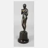 Joseph Moest, Mädchenakt mit Schmetterling, Bronze