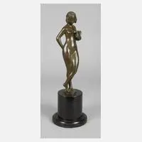 Franz Barwig attr., weiblicher Akt mit Blume, Bronze