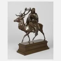 Christian Daniel Rauch, Jungfrau auf Hirsch, 1834, Bronze