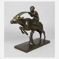 Otto Pilz, Mädchen auf Gazelle, Bronze