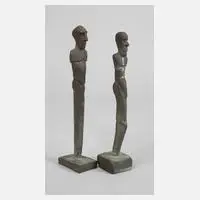 Hartmann Greb, zwei moderne männliche Stelen, Bronze