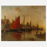 Karl Heffner, Italienische Hafenstadt, Öl auf Leinwand