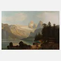 Wilhelm Theodor Nocken, Sommerliche Alpenlandschaft, Öl auf Leinwand