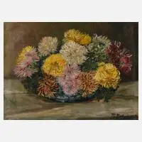 Rudolf Ballabene, Stillleben mit Dahlien, Öl auf Leinwand