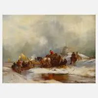 Carossa, Holländische Winterszene, Öl auf Leinwand