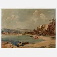 Erich Demmin, Hafen am Mittelmeer, Öl auf Leinwand