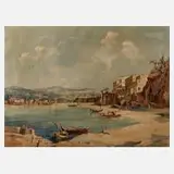 Erich Demmin, Hafen am Mittelmeer, Öl auf Leinwand