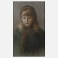Axel Ender, Mädchenportrait Karen Ender, Pastellzeichnung auf Leinwand in zurückhaltender Farbigkeit