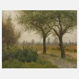H. Fiedler, Weg in Sommerlandschaft, Öl auf Leinwand