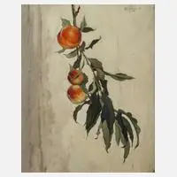 Hans Gebelein, Pfirsichzweig, 1928, Öl auf Malpappe