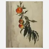 Hans Gebelein, Pfirsichzweig, 1928, Öl auf Malpappe