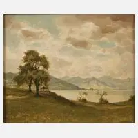 Prof. Hermann Gradl, Am Tegernsee, Öl auf Platte