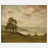 Prof. Hermann Gradl, Am Tegernsee, Öl auf Platte