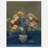 Henry Gundlach, Blumenstillleben, Öl auf Leinwand