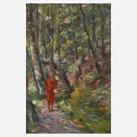 Adolf Handmann, Waldspaziergang, Öl auf Malkarton