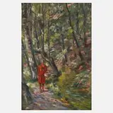 Adolf Handmann, Waldspaziergang, Öl auf Malkarton