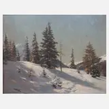 Franz Holper, Wintertag, Öl auf Malkarton