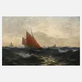M. Jensen-Hart, Segelschiffe auf hoher See, 1899, Öl auf Leinwand