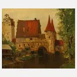 Josef Rolf Knobloch, "Stadtmühle Dinkelsbühl", Öl auf Leinwand