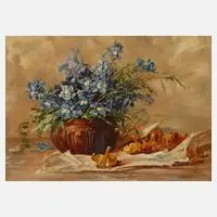 Georg Koch, Blumen und Pfifferlinge, Öl auf Leinwand