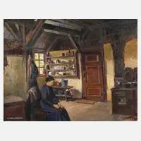R. Kraushaar, In der Bauernstube, Öl auf Leinwand