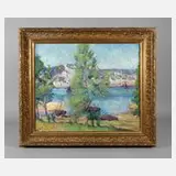 Prof. Heinrich Linde-Walther, Sommer am Fluss, Öl auf Leinwand