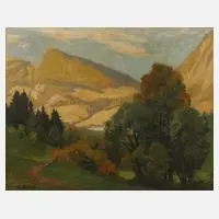 Richard Mahn, Sonnige Gebirgslandschaft, Öl auf Leinwand