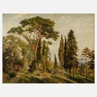 Otto von Ruppert, "Hain im Botanischen Garten", Öl auf Leinwand (Quadratur teilweise durchscheinend)