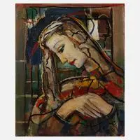 Schlichtig, Moderne Mariendarstellung, 1952, Öl auf Malpappe
