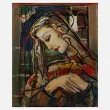 Schlichtig, Moderne Mariendarstellung, 1952, Öl auf Malpappe