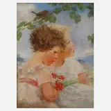 Hedwig von Schlieben, Geschwisterpaar im Sommer, Öl auf Leinwand