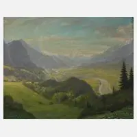Hans Stadelmann, "Blick ins Inntal bei Brixlegg", 1942, Öl auf Sperrholztafel