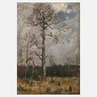 Am Waldrand by Arthur Thiele, Öl auf Malplatte, sold Aug 2022