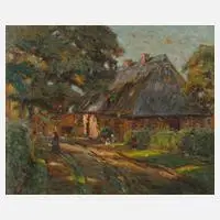 Wilhelm Wilcke, "Dorfstraße", Öl auf Karton