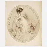 Jacques Villon, Die Frau mit dem Hündchen, Radierung mit leichtem Plattenton