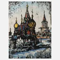 H. Beyer, Roter Platz, Gouache